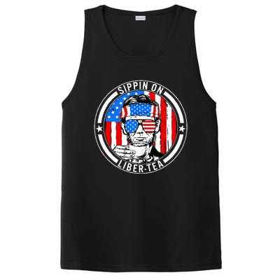 Funny 4th Of July Sippin On Libertea Liberty Usa Flag PosiCharge Competitor Tank