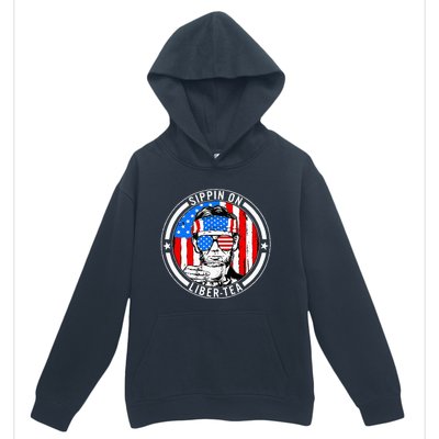 Funny 4th Of July Sippin On Libertea Liberty Usa Flag Urban Pullover Hoodie