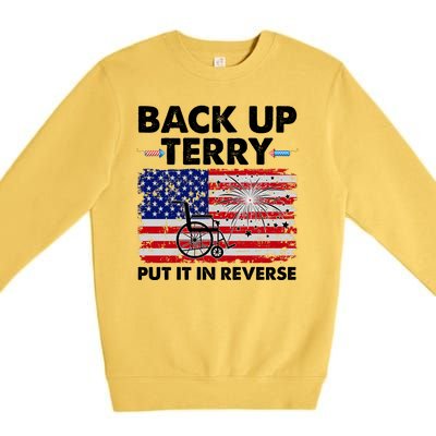 Fourth 4th Of July Back Up Terry Put It In Reverse USA Flag Premium Crewneck Sweatshirt