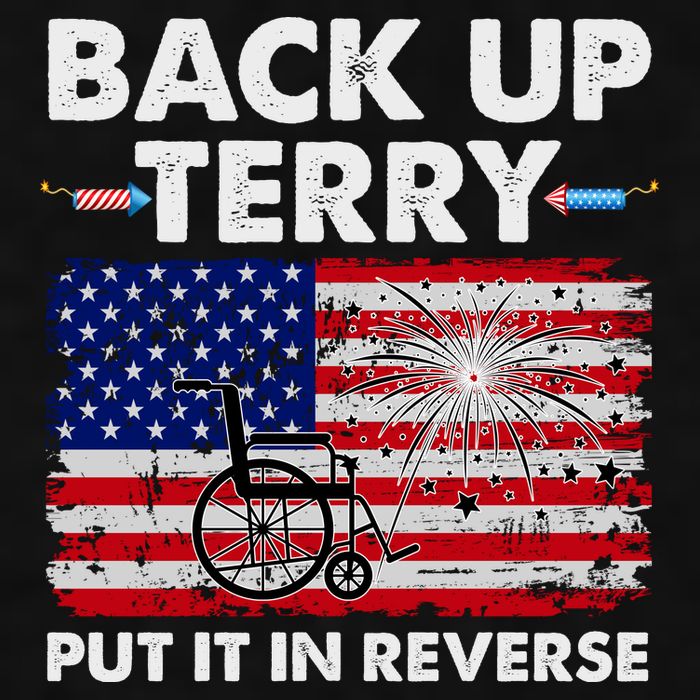 Fourth 4th Of July Back Up Terry Put It In Reverse USA Flag Ladies PosiCharge Tri-Blend Wicking Tank