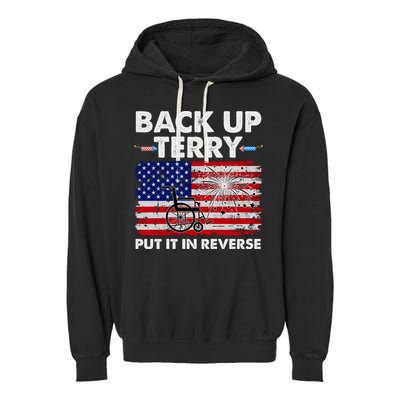 Fourth 4th Of July Back Up Terry Put It In Reverse USA Flag Garment-Dyed Fleece Hoodie