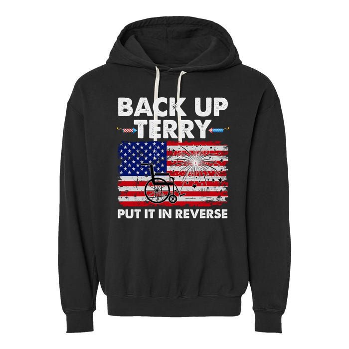 Fourth 4th Of July Back Up Terry Put It In Reverse USA Flag Garment-Dyed Fleece Hoodie