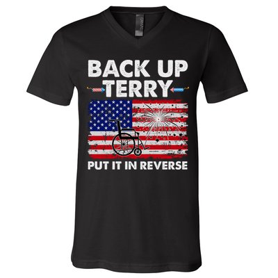 Fourth 4th Of July Back Up Terry Put It In Reverse USA Flag V-Neck T-Shirt