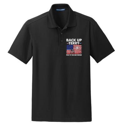 Fourth 4th Of July Back Up Terry Put It In Reverse USA Flag Dry Zone Grid Polo