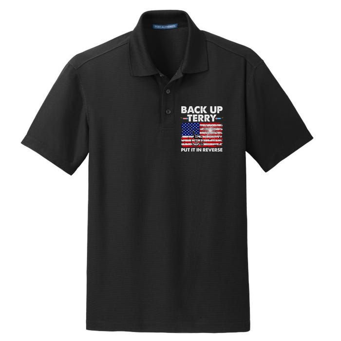 Fourth 4th Of July Back Up Terry Put It In Reverse USA Flag Dry Zone Grid Polo