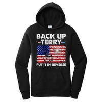 Fourth 4th Of July Back Up Terry Put It In Reverse USA Flag Women's Pullover Hoodie
