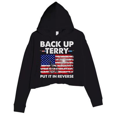 Fourth 4th Of July Back Up Terry Put It In Reverse USA Flag Crop Fleece Hoodie