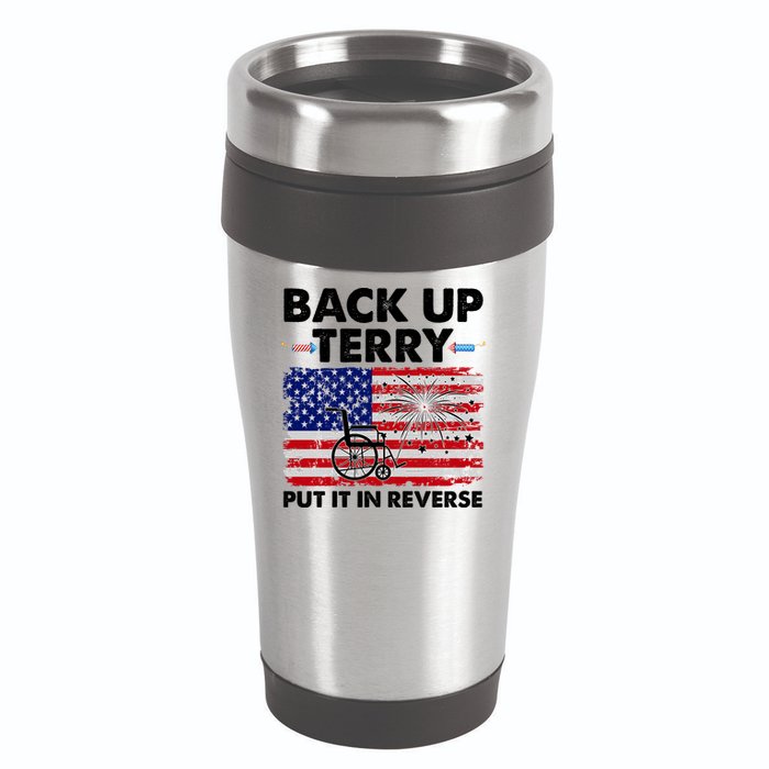 Fourth 4th Of July Back Up Terry Put It In Reverse USA Flag 16oz Travel Tumbler