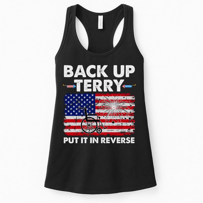 Fourth 4th Of July Back Up Terry Put It In Reverse USA Flag Womens Tank Top
