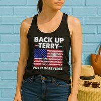 Fourth 4th Of July Back Up Terry Put It In Reverse USA Flag Womens Tank Top