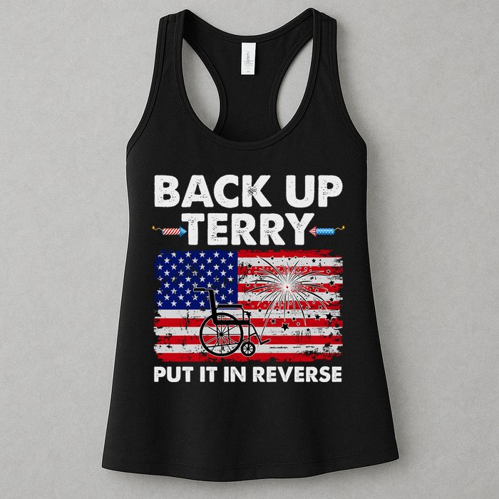 Fourth 4th Of July Back Up Terry Put It In Reverse USA Flag Womens Tank Top