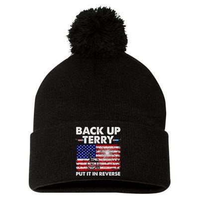 Fourth 4th Of July Back Up Terry Put It In Reverse USA Flag Pom Pom 12in Knit Beanie