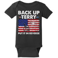 Fourth 4th Of July Back Up Terry Put It In Reverse USA Flag Baby Bodysuit