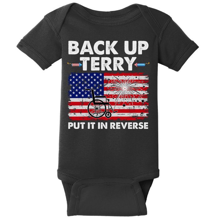 Fourth 4th Of July Back Up Terry Put It In Reverse USA Flag Baby Bodysuit