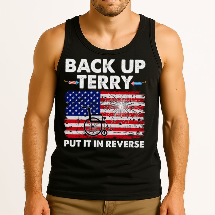 Fourth 4th Of July Back Up Terry Put It In Reverse USA Flag Tank Top