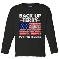 Fourth 4th Of July Back Up Terry Put It In Reverse USA Flag Toddler Long Sleeve Shirt