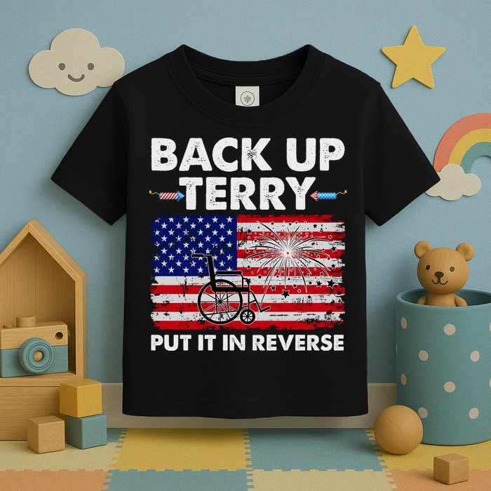 Fourth 4th Of July Back Up Terry Put It In Reverse USA Flag Toddler T-Shirt