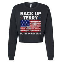 Fourth 4th Of July Back Up Terry Put It In Reverse USA Flag Cropped Pullover Crew