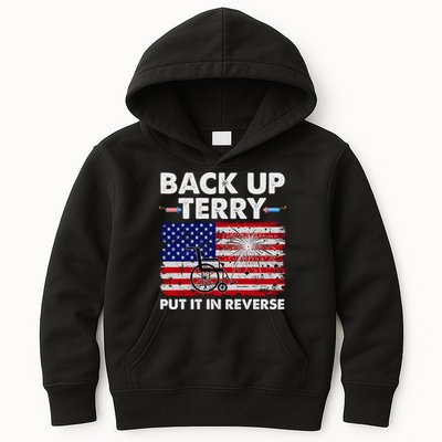 Fourth 4th Of July Back Up Terry Put It In Reverse USA Flag Kids Hoodie