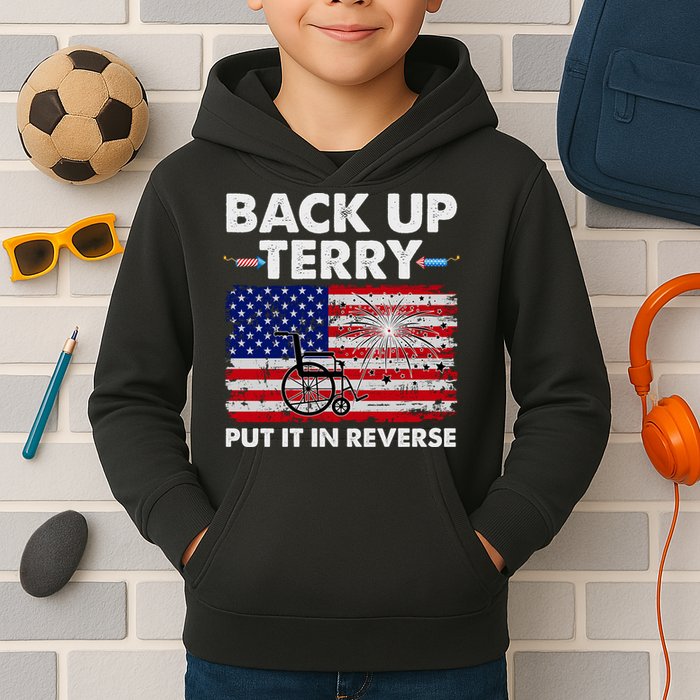 Fourth 4th Of July Back Up Terry Put It In Reverse USA Flag Kids Hoodie