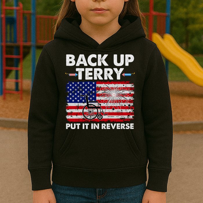 Fourth 4th Of July Back Up Terry Put It In Reverse USA Flag Kids Hoodie