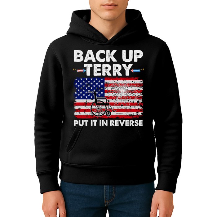 Fourth 4th Of July Back Up Terry Put It In Reverse USA Flag Kids Hoodie