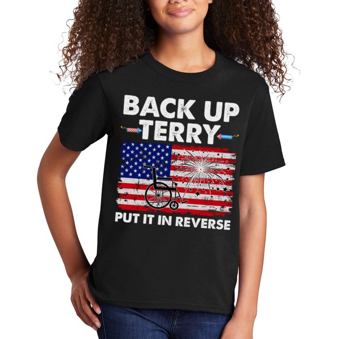 Fourth 4th Of July Back Up Terry Put It In Reverse USA Flag Kids T-Shirt