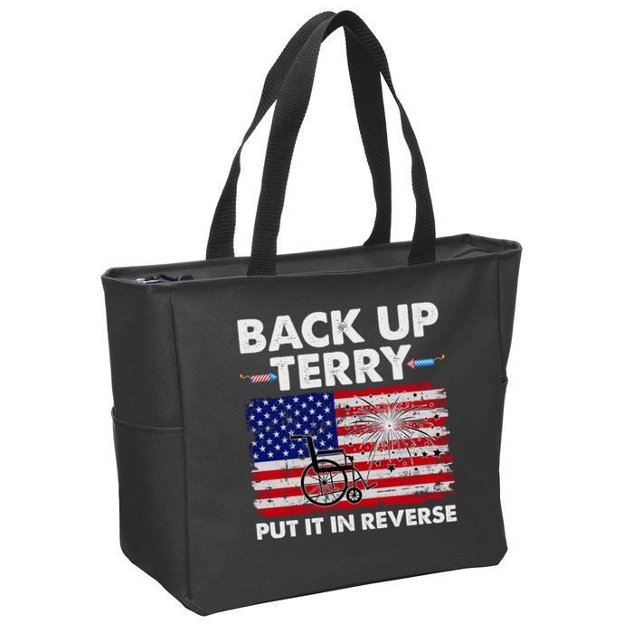 Fourth 4th Of July Back Up Terry Put It In Reverse USA Flag Zip Tote Bag