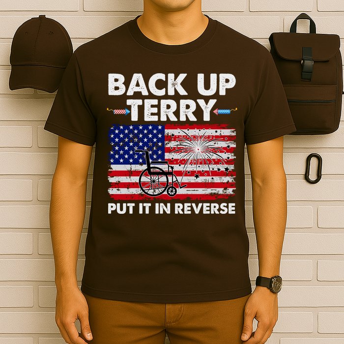 Fourth 4th Of July Back Up Terry Put It In Reverse USA Flag T-Shirt