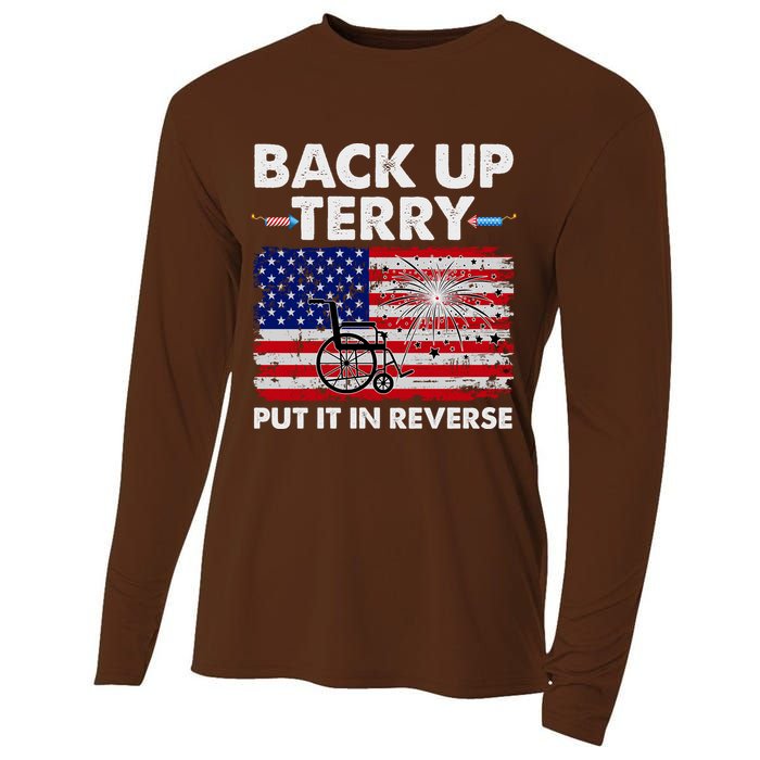 Fourth 4th Of July Back Up Terry Put It In Reverse USA Flag Cooling Performance Long Sleeve Crew