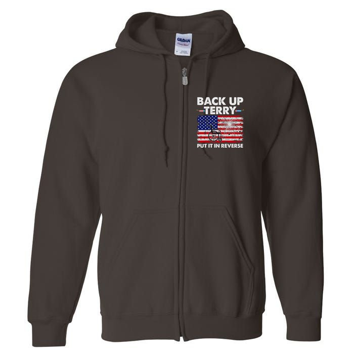 Fourth 4th Of July Back Up Terry Put It In Reverse USA Flag Full Zip Hoodie