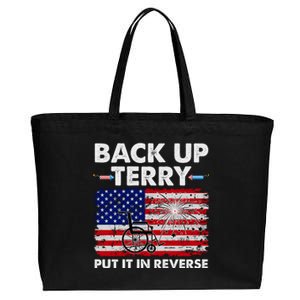 Fourth 4th Of July Back Up Terry Put It In Reverse USA Flag Cotton Canvas Jumbo Tote