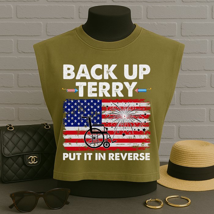 Fourth 4th Of July Back Up Terry Put It In Reverse USA Flag Garment-Dyed Women's Muscle Tee