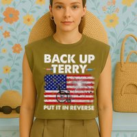Fourth 4th Of July Back Up Terry Put It In Reverse USA Flag Garment-Dyed Women's Muscle Tee