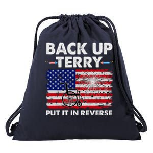 Fourth 4th Of July Back Up Terry Put It In Reverse USA Flag Drawstring Bag