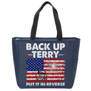 Fourth 4th Of July Back Up Terry Put It In Reverse USA Flag Zip Tote Bag