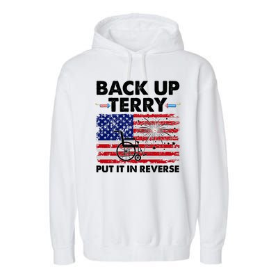 Fourth 4th Of July Back Up Terry Put It In Reverse USA Flag Garment-Dyed Fleece Hoodie