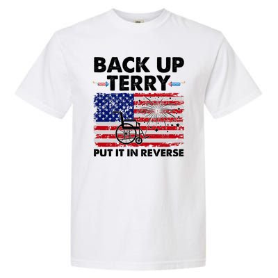 Fourth 4th Of July Back Up Terry Put It In Reverse USA Flag Garment-Dyed Heavyweight T-Shirt