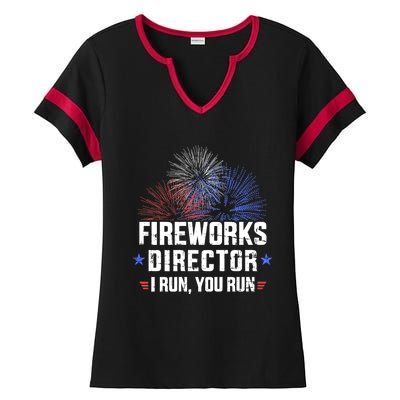 Funny 4th Of July Fireworks Director I Run You Run Ladies Halftime Notch Neck Tee