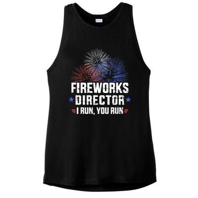 Funny 4th Of July Fireworks Director I Run You Run Ladies PosiCharge Tri-Blend Wicking Tank