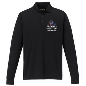 Funny 4th Of July Fireworks Director I Run You Run Performance Long Sleeve Polo