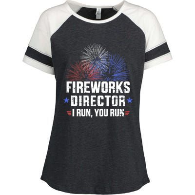 Funny 4th Of July Fireworks Director I Run You Run Enza Ladies Jersey Colorblock Tee