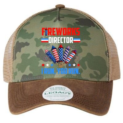 Funny 4th Of July Fireworks Director I Run You Run Legacy Tie Dye Trucker Hat