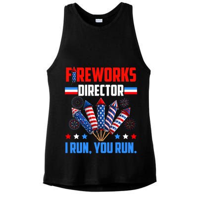 Funny 4th Of July Fireworks Director I Run You Run Ladies PosiCharge Tri-Blend Wicking Tank
