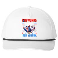 Funny 4th Of July Fireworks Director I Run You Run Snapback Five-Panel Rope Hat