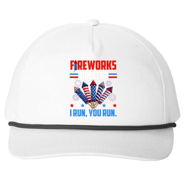 Funny 4th Of July Fireworks Director I Run You Run Snapback Five-Panel Rope Hat