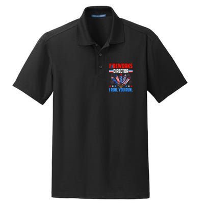 Funny 4th Of July Fireworks Director I Run You Run Dry Zone Grid Polo