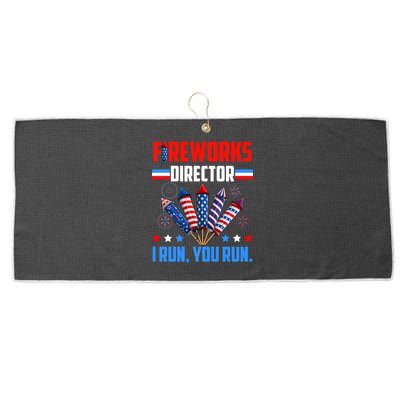 Funny 4th Of July Fireworks Director I Run You Run Large Microfiber Waffle Golf Towel