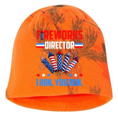 Funny 4th Of July Fireworks Director I Run You Run Kati - Camo Knit Beanie