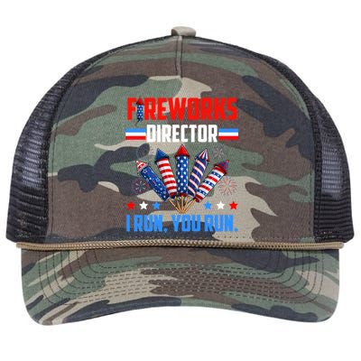 Funny 4th Of July Fireworks Director I Run You Run Retro Rope Trucker Hat Cap